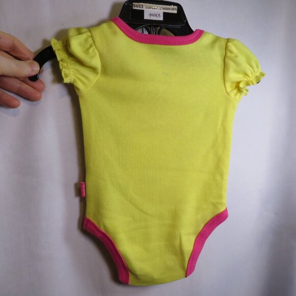 Baby Disney Minnie Mouse Bodysuit 3-6Mo glittered pink & yellow floral - Picture 2 of 8